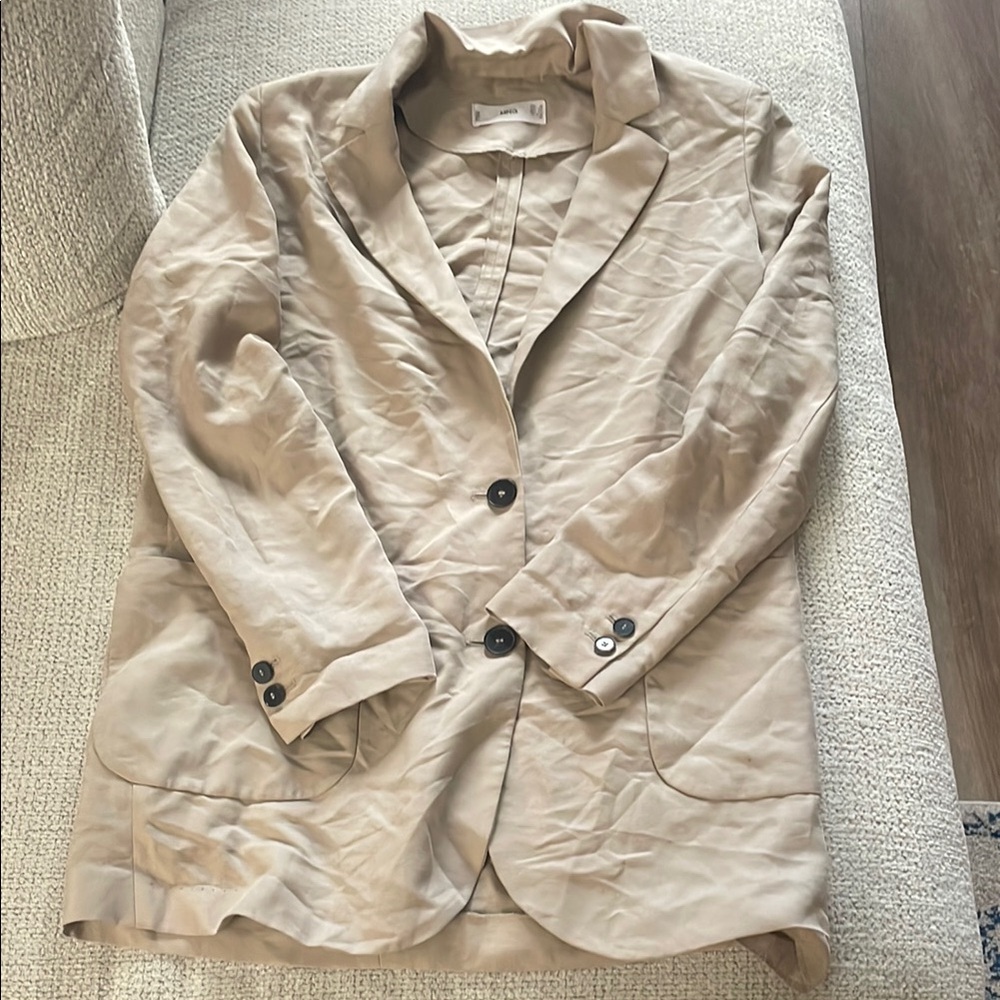 Mango Tan Blazer with Button Details